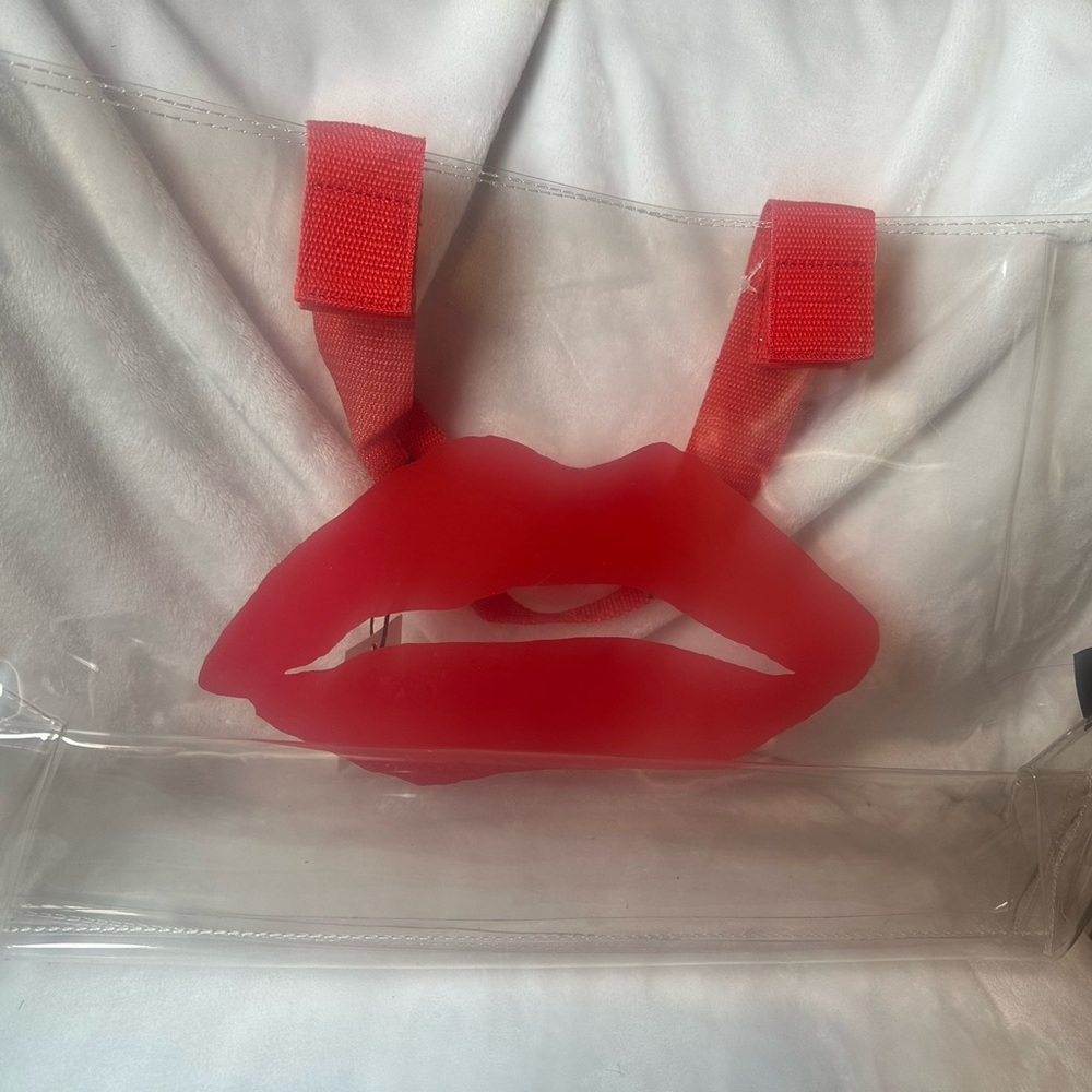 Red Lip-Shaped Transparent Tote Bag